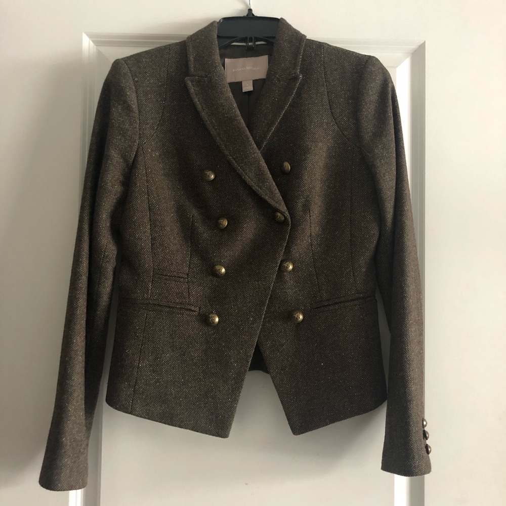 Olive Green Banana Republic Wool Blend Blazer